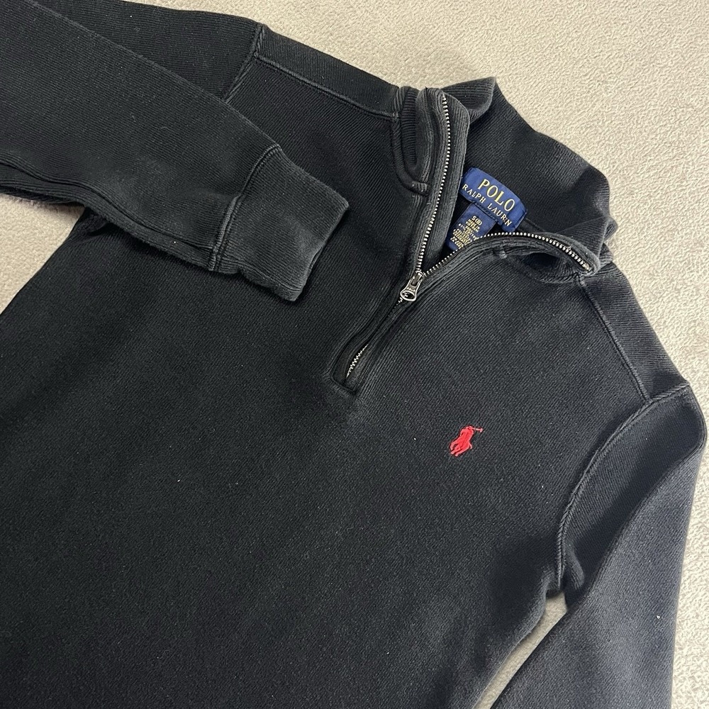 Polo Ralph Lauren Boys Quarter Zip Pullover Sweater Black Color Pony Small (8)